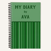 Dark Green My Diary by Me ストライプの Journal ノートブック (正面)