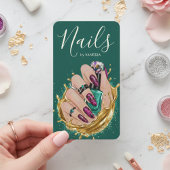 Dark Green Nail Art Studio Manicurist Artist Chic 名刺