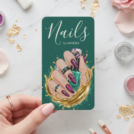 Dark Green Nail Art Studio Manicurist Artist Chic 名刺
