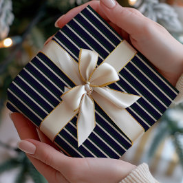 Dark Green & Navy Striped ラッピングペーパー