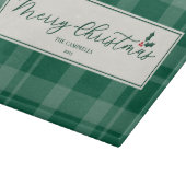Dark Green Plaid Merry Christmas Script カッティングボード (角)