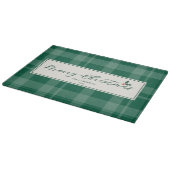 Dark Green Plaid Merry Christmas Script カッティングボード (角)