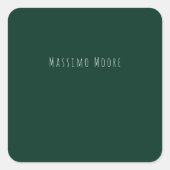 Dark Green Plain Elegant Casual Own Name スクエアシール (正面)