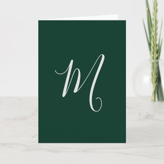 Dark Green Plain Elegant Modern Own Name Monogram カード (正面)