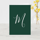 Dark Green Plain Elegant Modern Own Name Monogram カード (黄色い花)