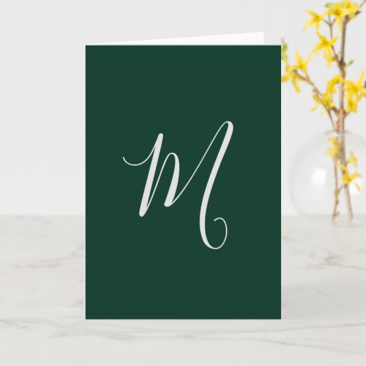 Dark Green Plain Elegant Modern Own Name Monogram カード (黄色い花)