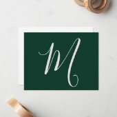 Dark Green Plain Elegant Modern Own Name Monogram ノートカード (正面/裏面インサイチュ)