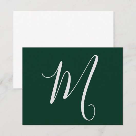 Dark Green Plain Elegant Modern Own Name Monogram ノートカード (正面/裏面)