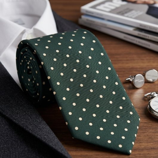 Dark Green Polka Dot ネクタイ