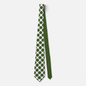 Dark Green Polka Dots on White Custom Necktie ネクタイ (正面)