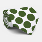 Dark Green Polka Dots on White Custom Necktie ネクタイ (ロール)