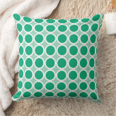 Dark Green Polka Dots with White Borders on Teal クッション (ブランケット)