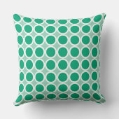 Dark Green Polka Dots with White Borders on Teal クッション (裏面)