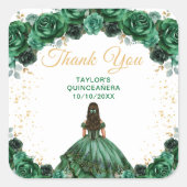Dark Green Princess Quinceañera Thank You スクエアシール (正面)
