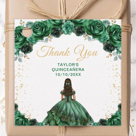 Dark Green Princess Quinceañera Thank You フェイバータグ