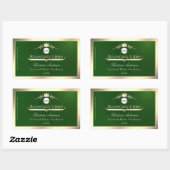 Dark Green Product Label Gold Frame Logo Monogram 長方形シール (シート)