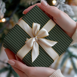 Dark Green & Sage Striped ラッピングペーパー