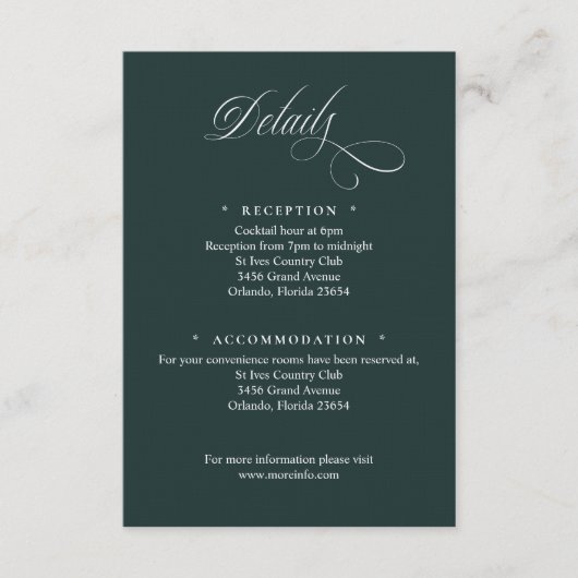 Dark Green Script Details Enclosure Card エンクロージャーカード (正面)