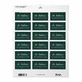 Dark Green Script Family Return Address Label ラベル (フルシート)