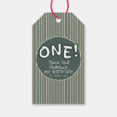 Dark Green Stripes 1st Birthday ギフトタグ (裏面)