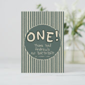 Dark Green Stripes 1st Birthday サンキューカード (スタンド正面)