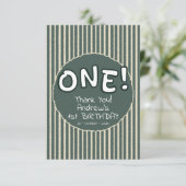 Dark Green Stripes 1st Birthday サンキューカード (スタンド正面)