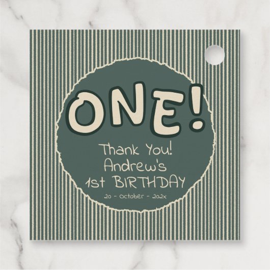 Dark Green Stripes 1st Birthday フェイバータグ (裏面)