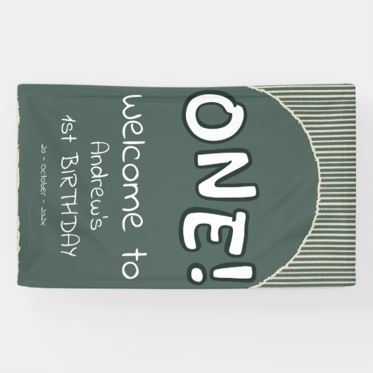 Dark Green Stripes 1st Birthday 横断幕 (横)