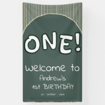 Dark Green Stripes 1st Birthday
