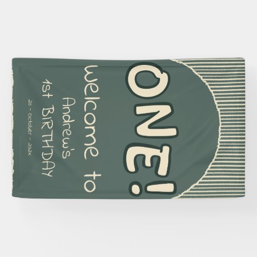 Dark Green Stripes 1st Birthday 横断幕 (横)