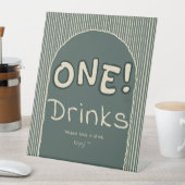 Dark Green Stripes 1st Birthday Drinks 台座サイン (インサイチュ)