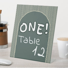 Dark Green Stripes 1st Birthday Table Numbers 台座サイン