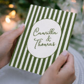 Dark Green Stripes Wedding 招待状