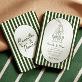 Dark Green Stripes Wedding 招待状
