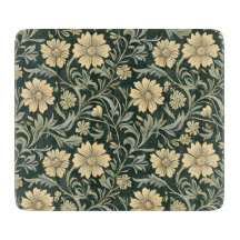 Dark green stylized yellow flowers  pattern 
