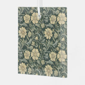Dark green stylized yellow flowers  pattern  ガラスオーナメント (正面左)