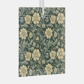 Dark green stylized yellow flowers  pattern  ガラスオーナメント (正面右)