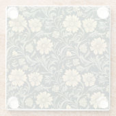 Dark green stylized yellow flowers  pattern  ガラスコースター (裏面)