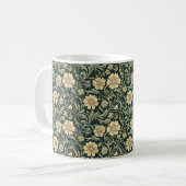 Dark green stylized yellow flowers  pattern  コーヒーマグカップ (正面左)