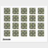Dark green stylized yellow flowers  pattern  スクエアシール (シート)