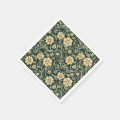 Dark green stylized yellow flowers  pattern  スタンダードカクテルナプキン (角)