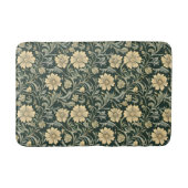 Dark green stylized yellow flowers  pattern  バスマット (正面)