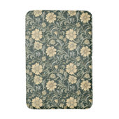 Dark green stylized yellow flowers  pattern  バスマット (正面縦)