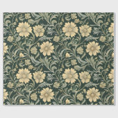 Dark green stylized yellow flowers  pattern  ラッピングペーパー (フラット)