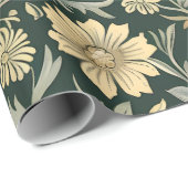 Dark green stylized yellow flowers  pattern  ラッピングペーパー (ロールコーナー)