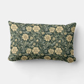 Dark green stylized yellow flowers  pattern  ランバークッション (裏面)