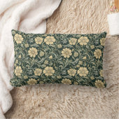 Dark green stylized yellow flowers  pattern  ランバークッション (ブランケット)