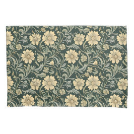 Dark green stylized yellow flowers  pattern  枕カバー