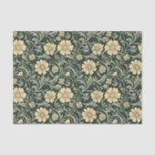 Dark green stylized yellow flowers  pattern  薄葉紙 (正面)