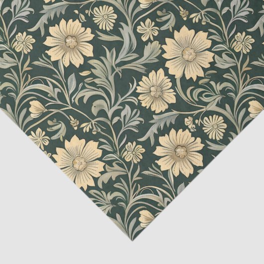 Dark green stylized yellow flowers  pattern  薄葉紙 (詳細)